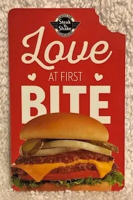 Steak N Shake Die-Cut Cheeseburger Love At First Bite Red Background Gift Card • $2.49