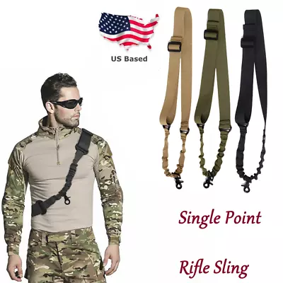 Single One Point Rifle Sling Tactical Gun Strap Adjustable Tactical Airsoft Hunt • $8.48