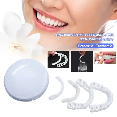 Snap On False Teeth Upper Lower Dental Veneers Dentures Beauty Smile Tooth Cover • $5.59