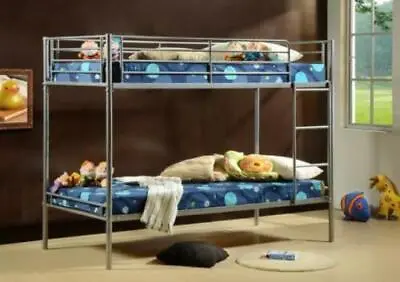 £164.50 • Buy Metal Single 3FT Bunk Bed  - Silver Twin Children Sleeper With Or Without Matts