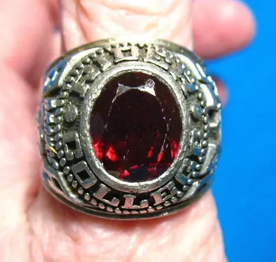 1976 Rider College Class Ring School Ring Silver Red Stone Size 10 • $95