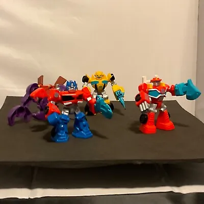 Transformers Playskool Figure Lot Of 4 OPTIMUS BUMBLEBEE HEATWAVE CLAMPDOWN • $21.50