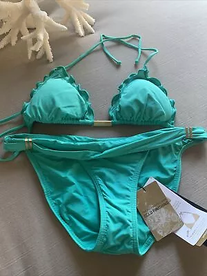 *NWT* VIX Paula Hermanny Brazilian Cut Emerald Green Bikini Size M $192 • $49
