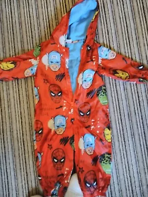 New George Marvel Puddle Rain Splash Suit Hooded Boys Superhero Age 18-24 Months • £7.50