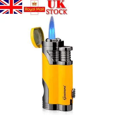 £13.59 • Buy Windproof Cigar Torch Lighter Refillable Butane Cigar Lighter Double Jet Flame