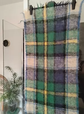 Vintage 1970s M&S Dress Gordon Tartan Mohair And Wool End Of Bed Throw Green • £24.99