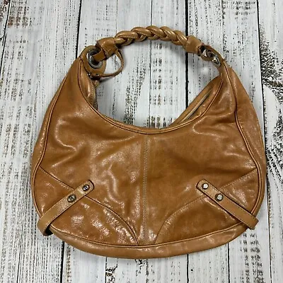 Francesco Biasia Womens Leather Tote Shoulder Bag Silver Hardware Braided Strap • $49.99