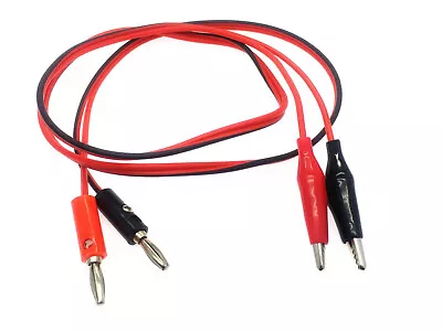 1Pair Alligator To Banana Plug Probe Cable Red Test Lead Clip+ Black 1M • $5.59