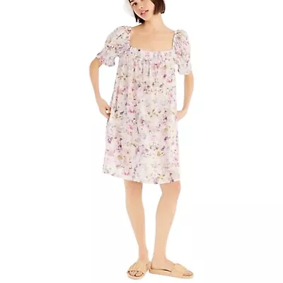 NWT Flora Obscura J. Crew Organic Cotton Floral Puff-Sleeve Beach Dress Womens L • $50