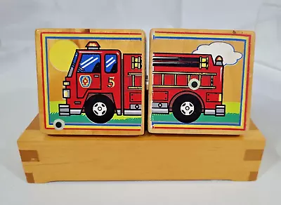 Melissa & Doug Vehicle Sound  Blocks Tested Works Firetruck Motorcycle Airplane • $25