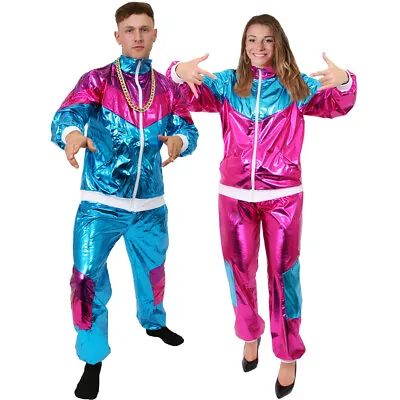 1980s Shell Suit Costume Scouser Shiny Retro Tracksuit Mens Ladies Fancy Dress • £19.99