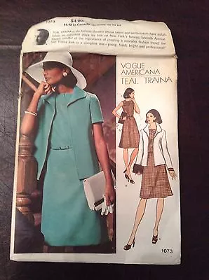 Vogue Americana 1073 Teal Traina Size 14 Jacket Dress Vintage Sewing Pattern FF • $9.99