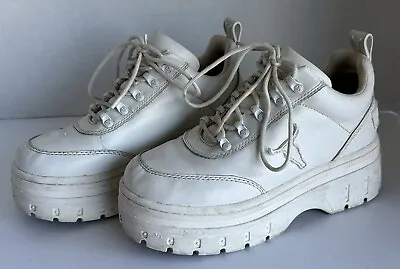 Windsor Smith Lux White 36381 Women's Sz 7 Chunky 90s Y2K Leather Sneakers Shoes • $29.40