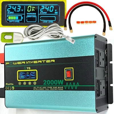 £185.17 • Buy YQ Pure Sine Wave Power Inverter 2000W 4000W 24V/12V To 240V Truck Converter LCD