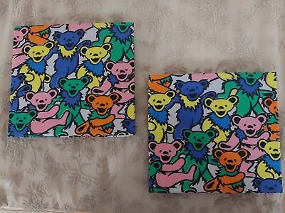 $14.99 • Buy Lot Of 2 GRATEFUL DEAD Fabric BEARS  COTTON FABRIC FQ 18 X22   HARD TO FIND 