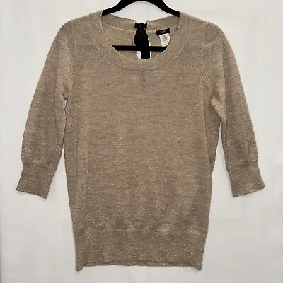 J Crew Women's Alpaca Metallic Shimmer Metallic Bow Sweater - Size XS • $23.49