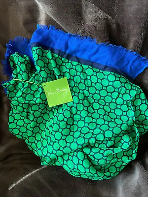 VERA BRADLEY Soft Fringe Scarf Emerald Geometric NEW With Tags  • $11