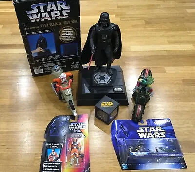 Star Wars Action Figure Job Lot Bundle-Darth Vader Talking Bank Boxed Plus More • £22