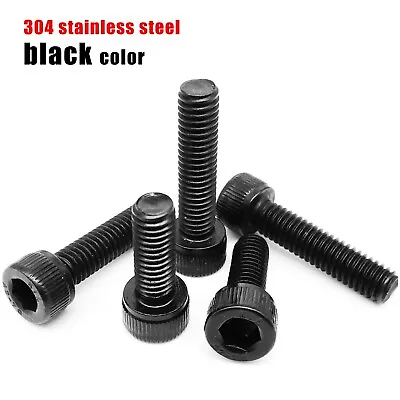 M1.6-M8 Black 304 Stainless Steel Hexagon Hex Socket Cap Allen Head Screw Bolt • $3.09