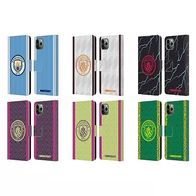 MAN CITY FC 2023/24 BADGE KIT LEATHER BOOK WALLET CASE FOR APPLE IPHONE PHONES • £17.95