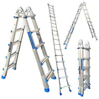 WORHAN® Telescopic Ladder Robust Aluminum Foldable Multipurpose Step Ladder • $133.17