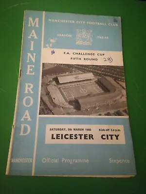 Man City V Leicester FA Cup 5 Football Programme. 5.3.1965 • £1.25