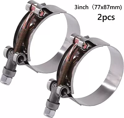 2Pcs 3Inch Stainless Steel T-Bolt Hose Clamps Clamp Range 77-87mm  3  Hose Clamp • $15.20