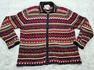 Heirloom Collectibles Cardigan Sweater Womens L Fair Isle Full Zip Geometric Y2K • $19.95