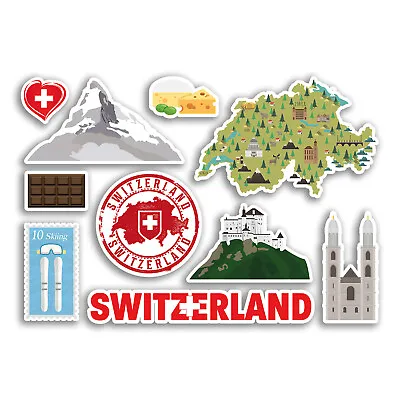 A5 Sticker Sheet Switzerland Vinyl Stickers - Country Holiday Flag Travel #78473 • £3.99
