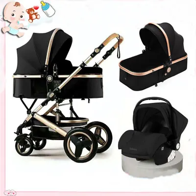 Baby Stroller 3 In1 Luxury Pushchair Foldable Bassinet Car Seat Infant Travel • $325.49