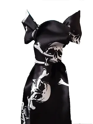 £4.99 • Buy Halloween Skulls Jolly Roger Pirate SATIN Tie Cravat Ascot Belt Sash Headband