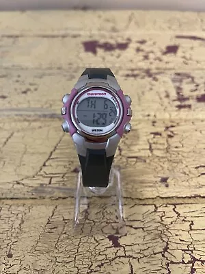 Timex Marathon Digital Watch Women Pink Case Gray Resin Band 8.5  Nice On The Go • $12.95