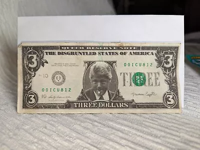 Vintage 1993 President Bill Clinton Novelty Fake 3 Dollar Bill Slick Times • $6.99