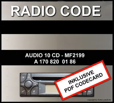 ►Radio Code For AUDIO 10 CD MF2199 R129 W140 W163 R170 W202 W208 W210 • $8.59