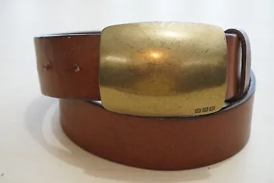 Ralph Lauren Vegetable Tanned Italian Saddle Large Metal Buckle Belt Sz S Italy • £157.64