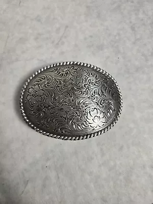 Vintage Nocona Oval Flower Scrolled Silver Belt Buckle Vintage Western Wear • $16.50