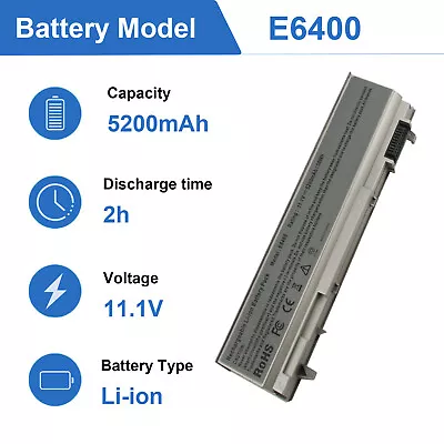 E6400 PT434 Battery For Dell Latitude E6400 E6410 E6500 E6510 E6400 XFR 5200mAh • $29.99