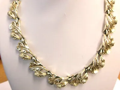 Vintage Signed Star Goldtone Acorn Leaf Choker Necklace • $7.95