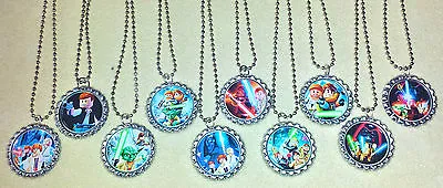 $9.99 • Buy SET OF 10  LEGO STAR WARS  FLAT BOTTLECAP NECKLACES! Birthday Party Favors