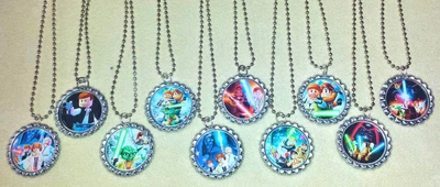 $9.99 • Buy SET OF 10  LEGO STAR WARS  FLAT BOTTLECAP NECKLACES! Birthday Party Favors