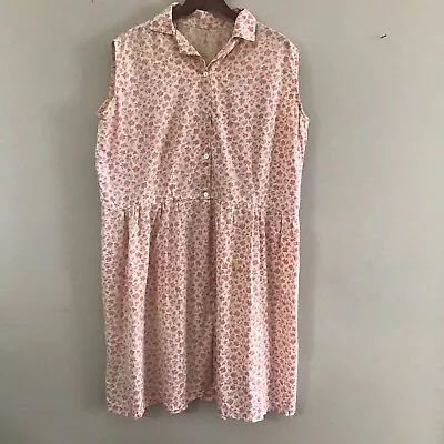 Vintage 1960s Plus Size VOLUP 2X Pink Floral Vintage House Dress 1950s Pinup  • $34