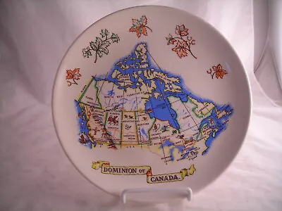 Old Dominion Canada Souvenir  Plate Vintage Wade England 9 3/4  Map Maple Leaves • $9.99