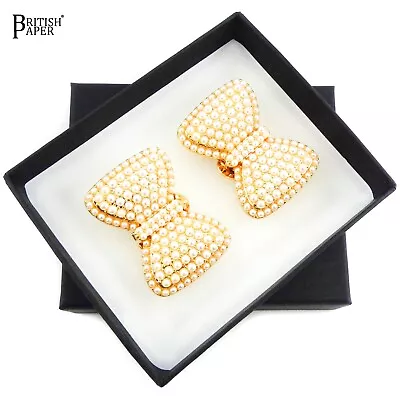 £7.21 • Buy New Decorative Bow Shoe Clip Ons Silver Gold Pearl Diamante Buckles Blank Bridal