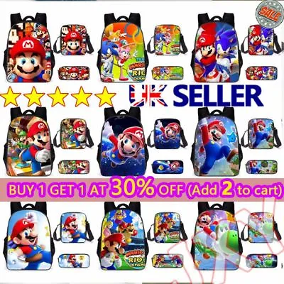 £21.10 • Buy Kids Super Mario School Bag Backpack Shoulder Lunch Bag Suitable For Kids 3x
