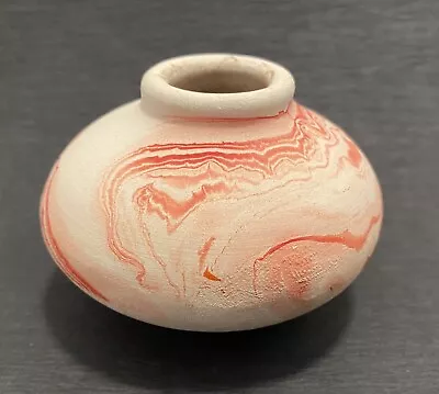 Nemadji Pottery Miniature Red Swirl Vase 2.5  Tall 3  Wide • $5.77