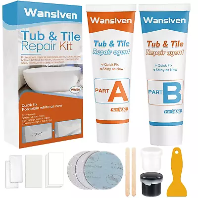 Wansiven Bathtub Repair Kit Enamel Tub Tile And Shower Tray Repair Kit Waterp • £18.64