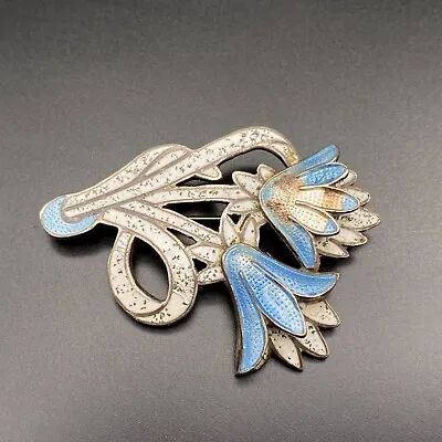 Vintage Mexico Margot De Taxco Flower 5837 Enamel Sterling Silver Pin Brooch • $228