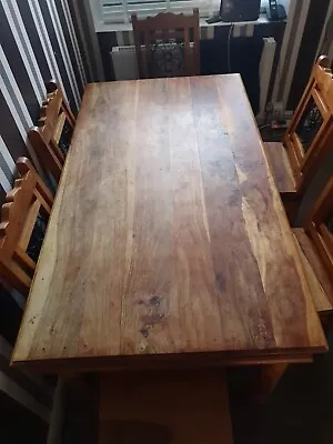 6FT - 3FT-solid Pine Rustic Farmhouse Dining Table And 6 Chairs Country  • £200