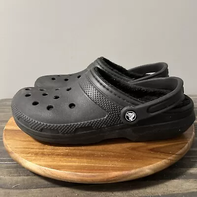 Crocs Clogs Shoes Slides Mens Size 9 Black Lined Casual Comfort Slip On Classic • $24.99