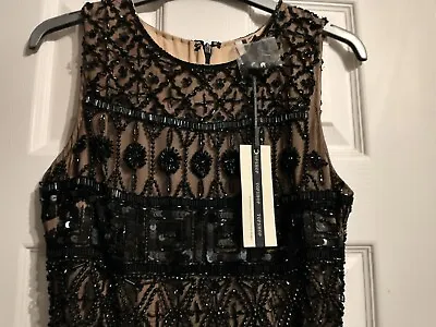 £74.99 • Buy Topshop Embellished Beaded Black And Nude Fitted Party Dress BNWT Size 10 8 6